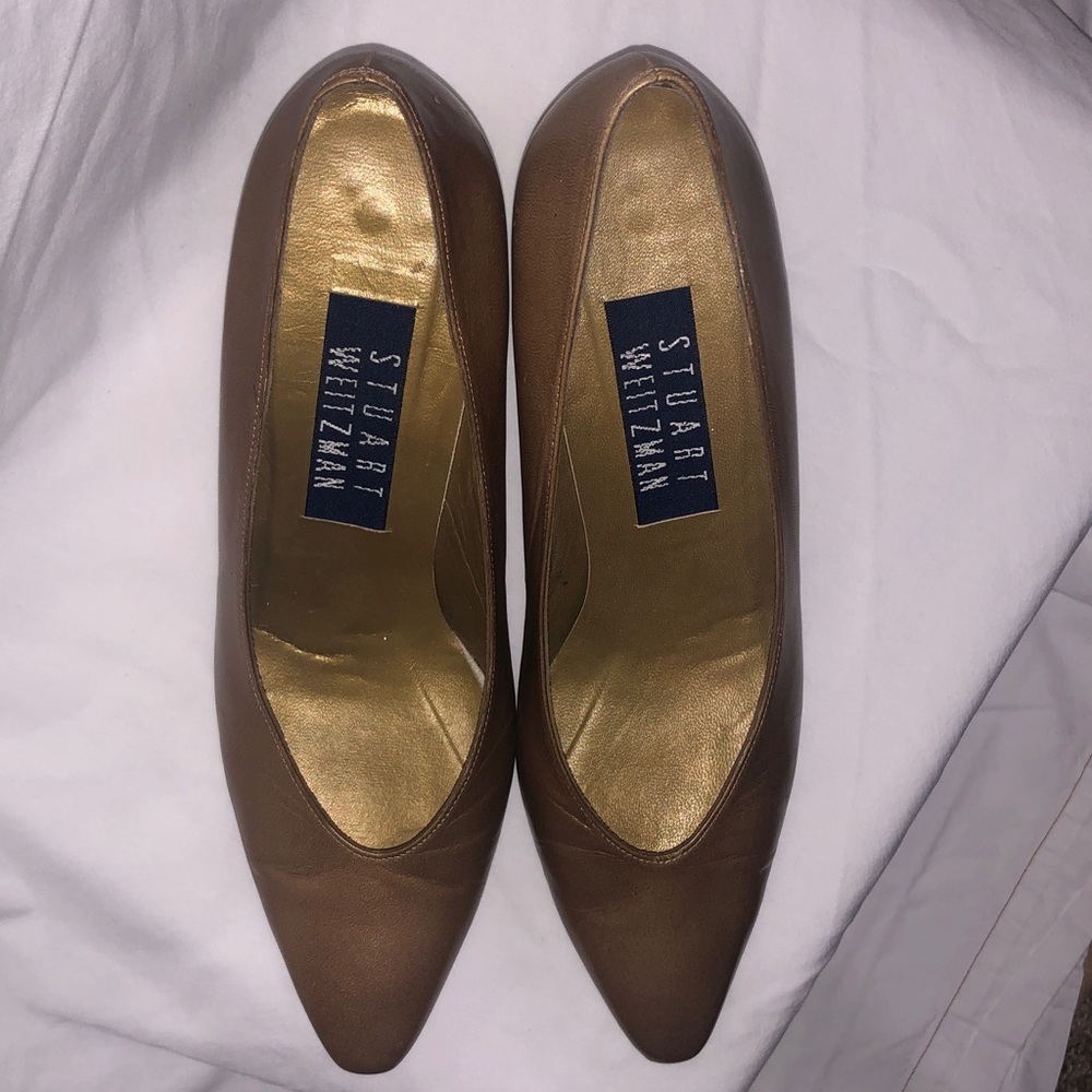 Stuart Weitzman Metallic Bronze Pointed-Toe High Heels 6.5 US